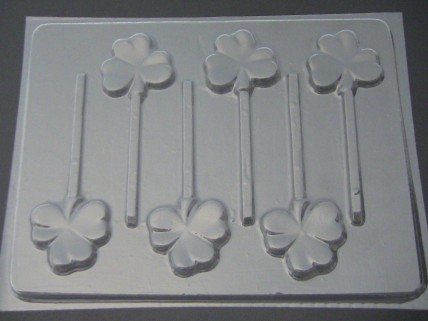1803 Flat Shamrock Clover Chocolate or Hard Candy Lollipop Mold